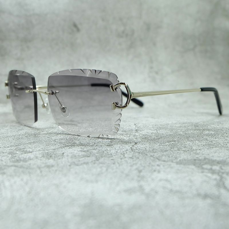 818 Big Diamond Cut Sunglasses Mens Decoration Vintage Carter Luxury Sun Glasses Designer Wire C Driving Shades Outdoor Protect Eyewear