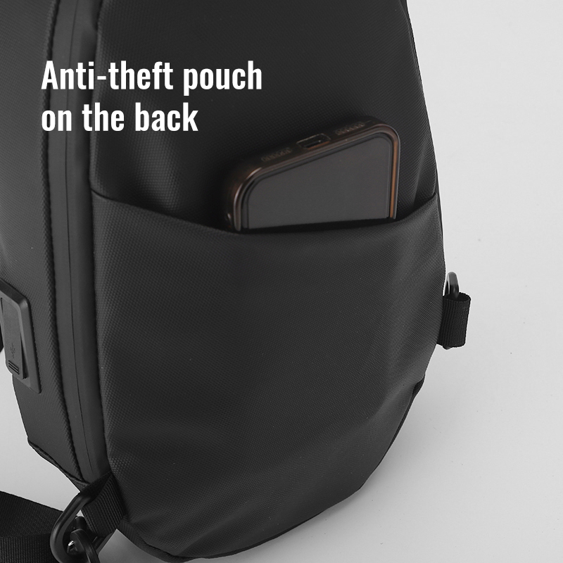 hard shell sling bag for men water resistant crossbody backpack with usb port black chest bag for travel daily 1328