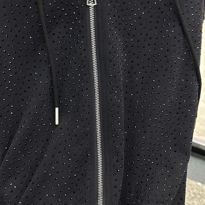2025 Spring Babysbreath Hot Diamond Shoulder Padded Niche Hooded Sweatshirts Men's Handsome High Street Solid Color Hoodies Tops R250506