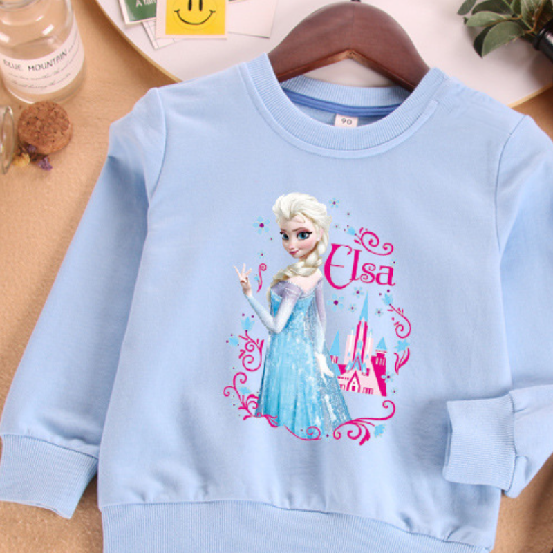 DISNEY Elsa princess baby designer clothes Girl Spring and Autumn Set Ice Cotton Children Sports Top and Pants Two-piece Suit Children Clothes