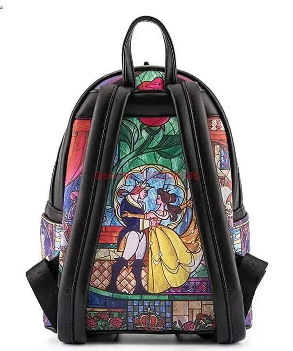Disney Loungefly Disney Bags Beauty And The Beast Library Castle Scene Mini Backpacks Cartoon Double Shoulder Women Portable BackpackXJ250506