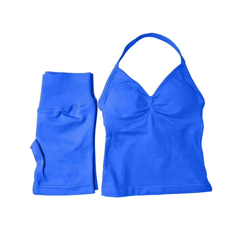 NCLAGEN Yoga Sets Women Gym Clothes Longline Strappy Top And Impact Shorts Sports 2 Piece Fiess Suit Running Workou