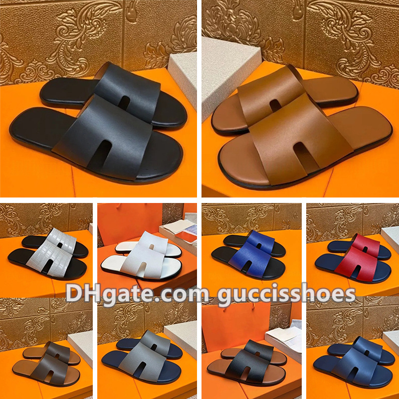 Summer Luxury Izmir Sandals Shoes For Men Calfskin Leather Slip On Comfort Footwear Beach Slide Walking Boy's Flip Flops Sandalias EU38-46