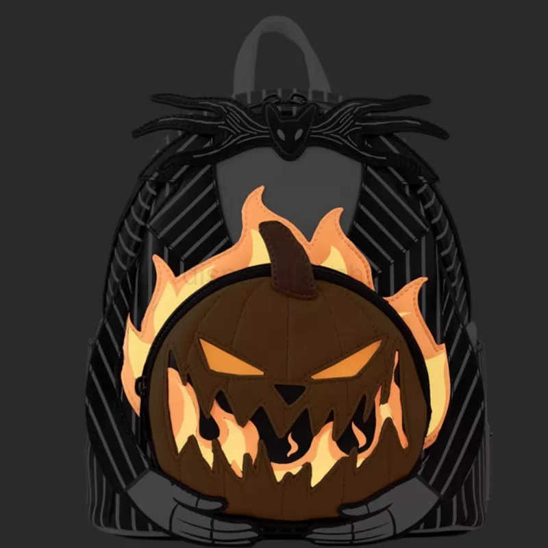Disney Loungefly Disney The Nightmare Before Christmas Jack Skellington Pumpkin Glowing Mini Backpack Casual Bags Kids School BagXJ250506