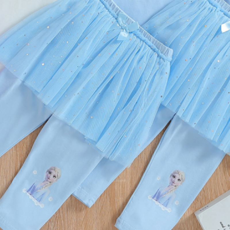DISNEY Frozen Elsa princess girls designer clothes Girls short-sleeved suit thin long pants suit children's sports casual wear spring and summer 