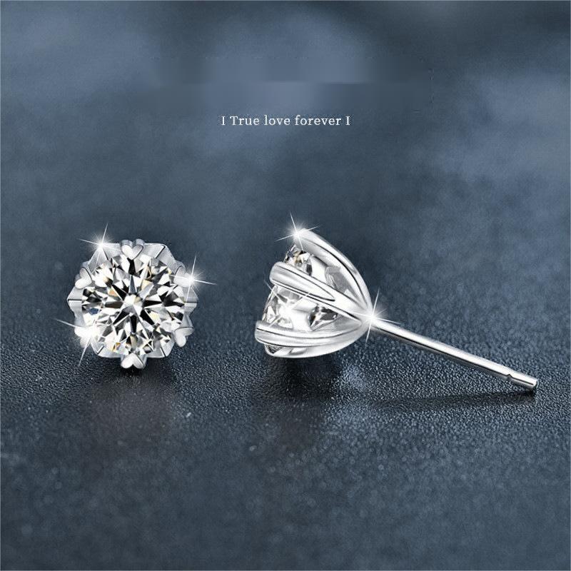 925 Sterling Silver Moissanite Snowflake Stud Earrings, Niche Luxury Design, Christmas Jewelry Gift