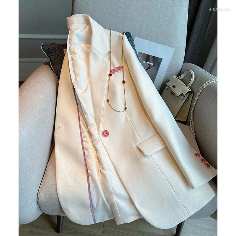 Women's Suits Women Blazer 2025 Fashion Spring Autumn Loose Long Sleeve Single Button Office Suit Ladies Jacket Outerwear Female Tops