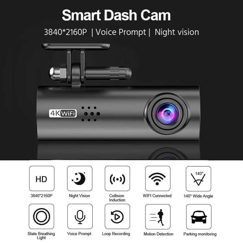 Car dvr 4K Mini UHD WIFI Dash Cam Car dvr Video Recorder With APP Control Night Vision Mini 24H Parking Camera Monitor Loop record R250529