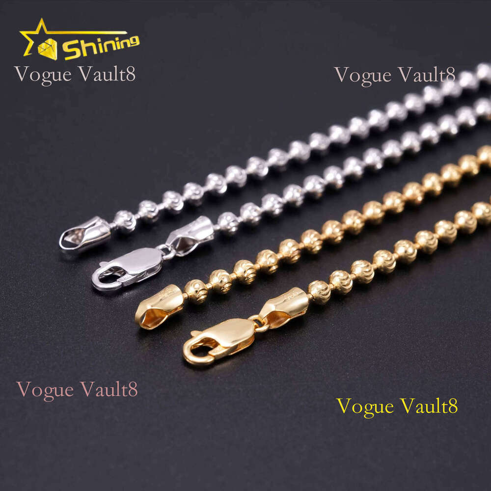 Factory Wholesale Moon Cut Beads Sterling Sier Trendy Jewelry Daily Cuban Link Necklace 4mm Chain