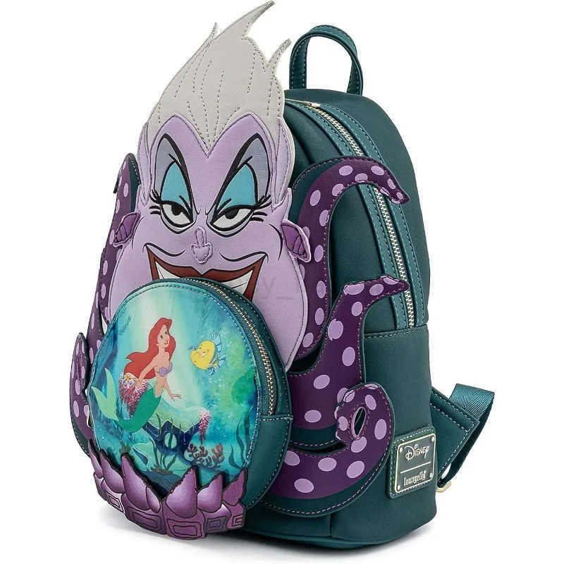 Disney Loungefly Disney villain scene Ursula crystal ball womens double strap shoulder bag mini backpackXJ250506