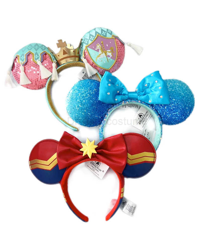Disney Minnie Mouse Ear Headband 2023 New Lounge Ears Christmas Snowman Earbuds Adult Children Hair Accessories Role Play X2505061