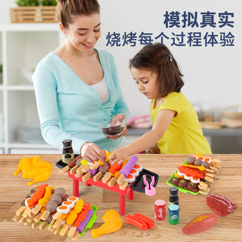 Kids Pretend Play Kitchen Toys Simulation Food Barbecue Cooking Toys Children Educational Play House Interactive Toys For Girls