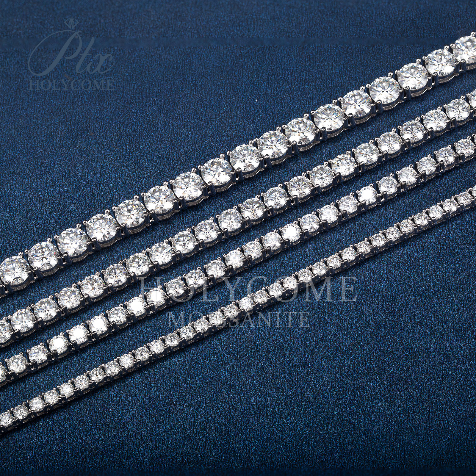 3mm Tennis Bracelet Wholesale Hip Hop Jewelry Fashion Iced Out 18K Gold Plated 925 Silver Moissanite Diamond Tennis Chain Moissanite Necklace for Men 