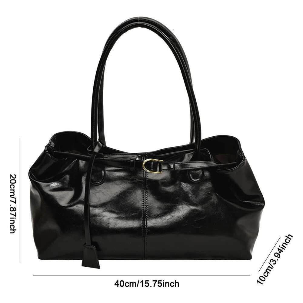 ddmy Tote PU Leather Slouchy Shoulder Fashion Top Handle Retro Large Satchel Bag for Women Female Shopping Handbag