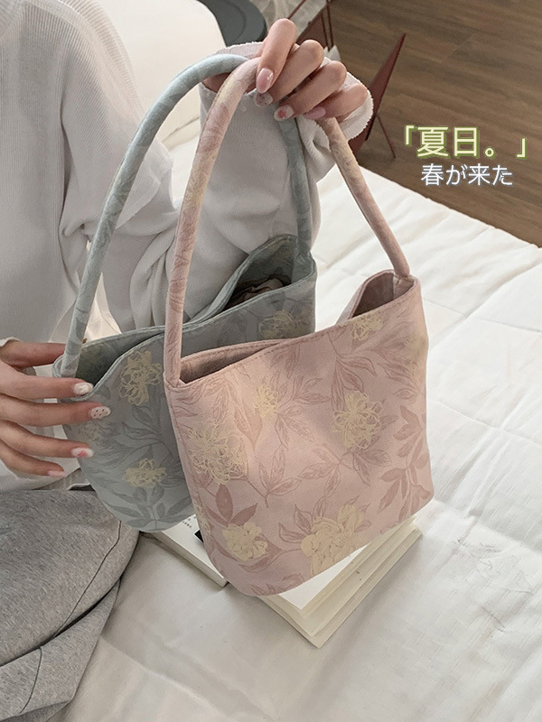 New Chinese-style flower hand-held canvas bag for Women, 2025 New Fashion underarm bag, single-shoulder grandma bag, one piece for distribution