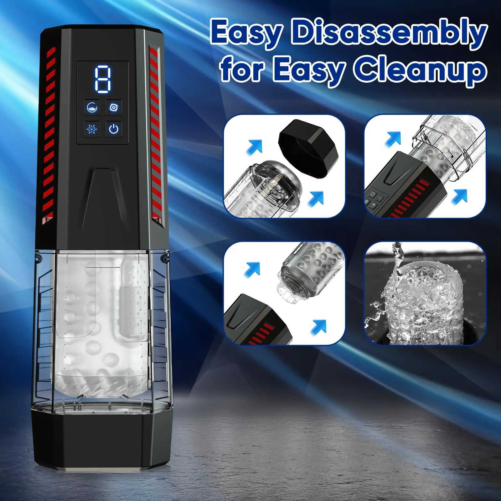LCD Automatic Rotation Male Masturbator Sucking Licking Masturbator Cup 7 Thrusting Vibrating Modes Pocket Pussy Sex Toy For Men W250506