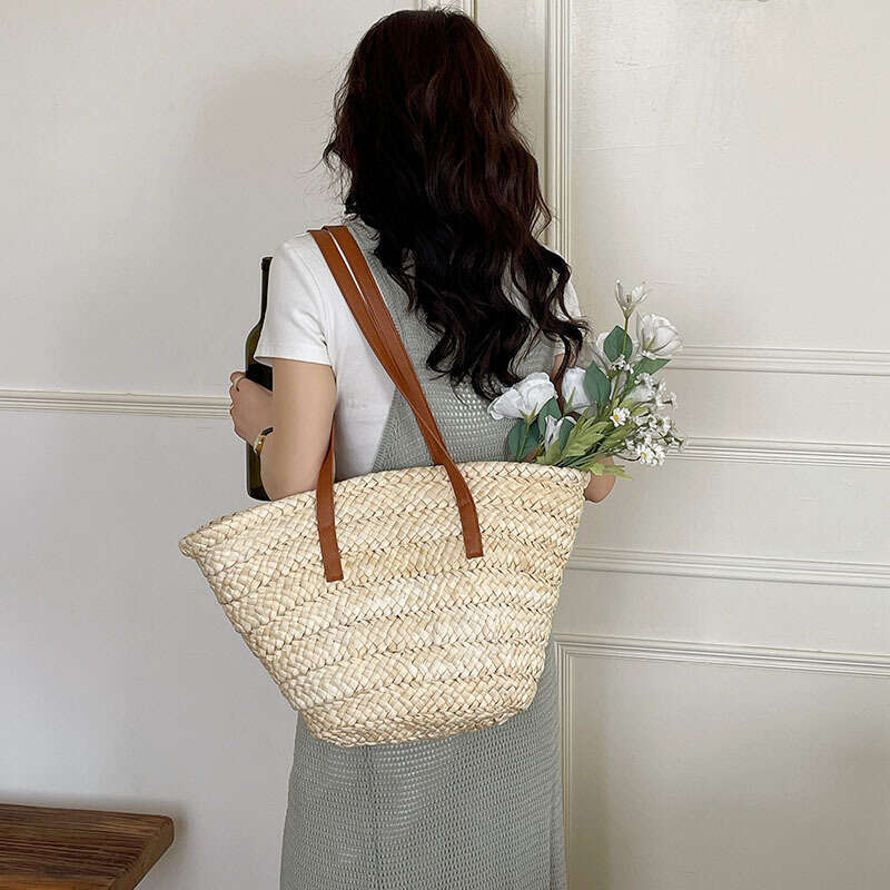 Summer Woven Bag Beach Bag Single Shoulder Corn Fur New Simple Straw Woven Vacation Beach Versatile Women S Bag KQ KQ
