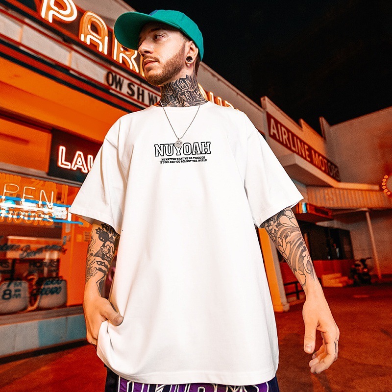 New Men's Pure Cotton T-shirt Designer Loose Bear Print Casual Short Sleeved Top Street Hip-hop Round Neck Summer Half Sleeve Couple T-shirt