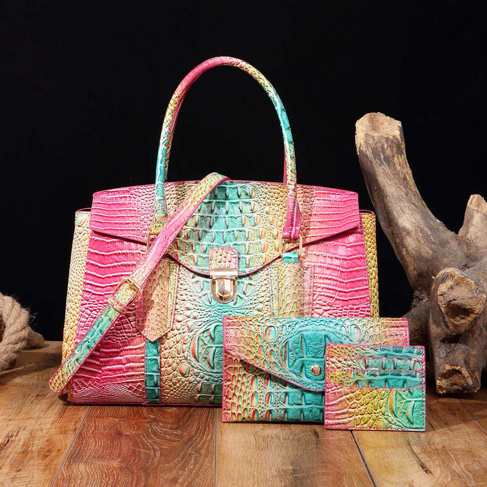 Handheld crossbody women s baozi mother bag colorful crocodile pattern Brahmin