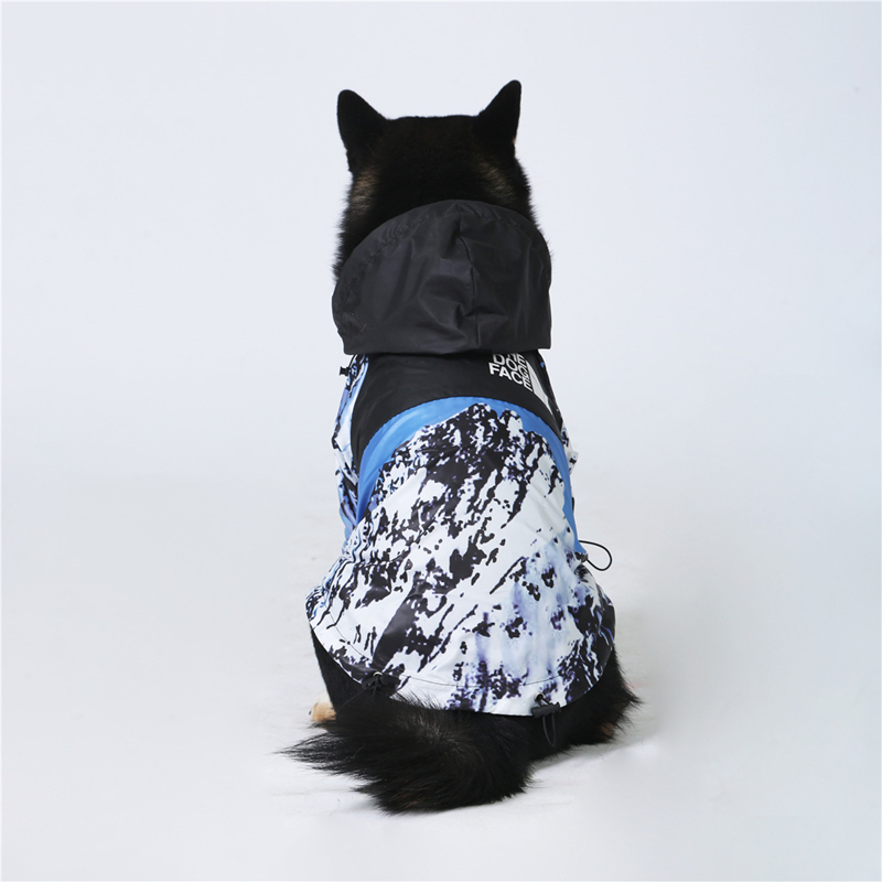 Warm Dog Clothes Outdoor Mountaineering Clothing Magic Glue Closure Dog Jacket with Leash Hole, Windproof Waterproof Dog Hooded Coats for Small to Lar