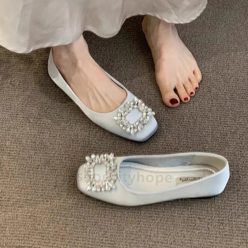 designer sandals women flat heels sandal rhinestone glitter shallow mouth sandale womens commuter wedding party satin face elegant single shoes