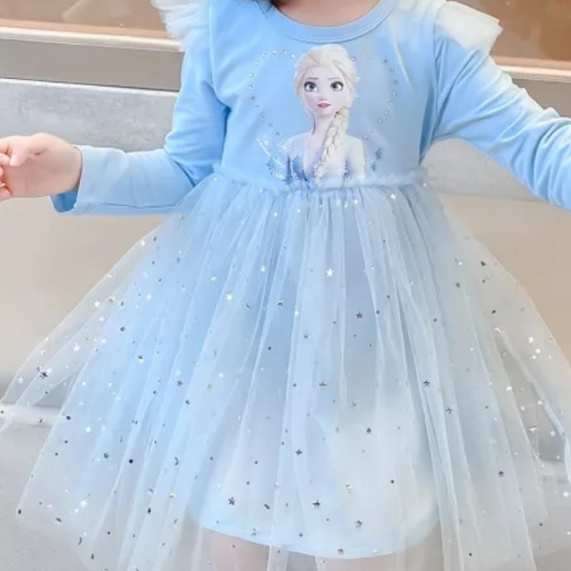 DISNEY Elsa princess dress kids designer clothes Girls' princess dress fluffy autumn skirt children's skirt.