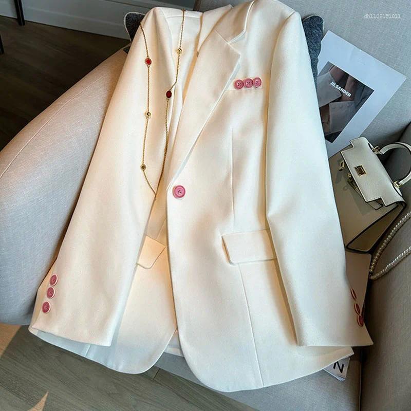 Women's Suits Women Blazer 2025 Fashion Spring Autumn Loose Long Sleeve Single Button Office Suit Ladies Jacket Outerwear Female Tops