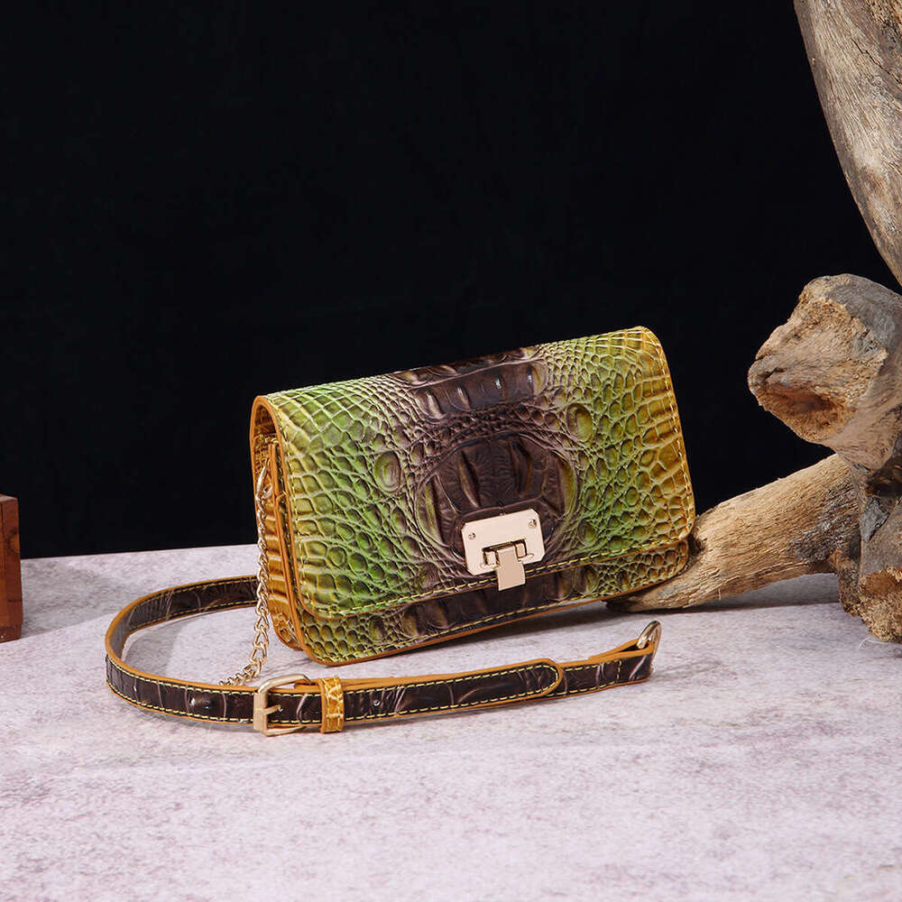 Cross body single shoulder women's bag with multicolored crocodile pattern Brahmin