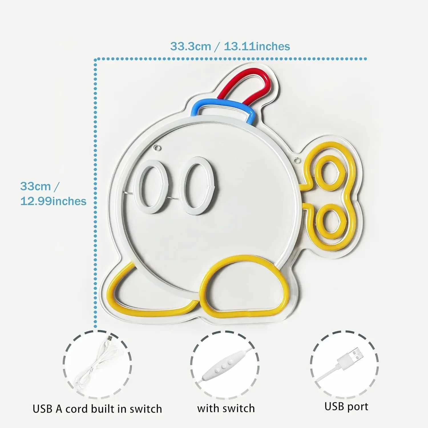 Bob-omb Mario LED Neon SignVideo Game Room Neon Light for Wall Decor Game Room and Desk Decoration Gamer Gifts Z250506