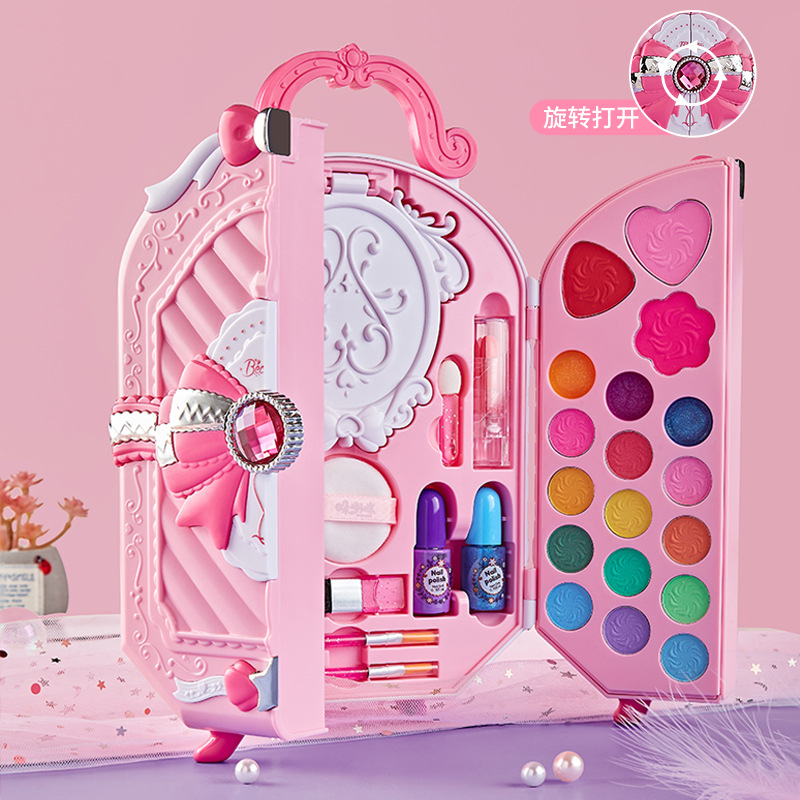 Safe Cosmetic Toy for Girl Princess Cosmetic Eye Shadow Nail Polish NonToxic Beauty Set Washable Fashion Makeup Birthday Gift