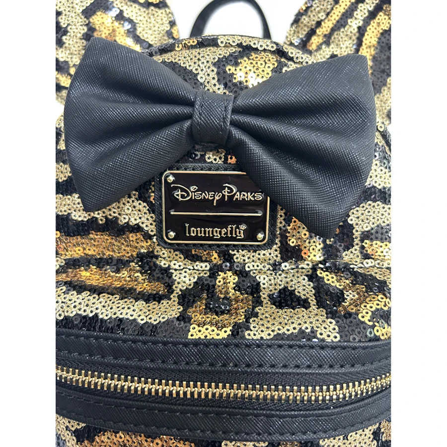 Disney Leopard print Disney Mickey Mouse Seiqun Womens Backpack Mickey Ear Flash Cosplay Leisure Travel Bag Mini Childrens SchoolbagXJ250506