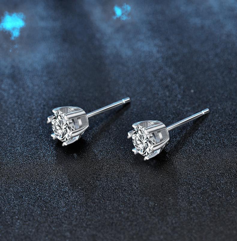 925 Sterling Silver Moissanite Snowflake Stud Earrings, Niche Luxury Design, Christmas Jewelry Gift