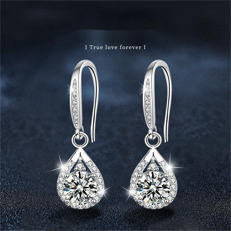 D Color Moissanite Drop Earrings 1 Carat Tear Shape S925 Silver Leverback Hooks | 3EX Cut Sparkling Teardrop Bridal Jewelry