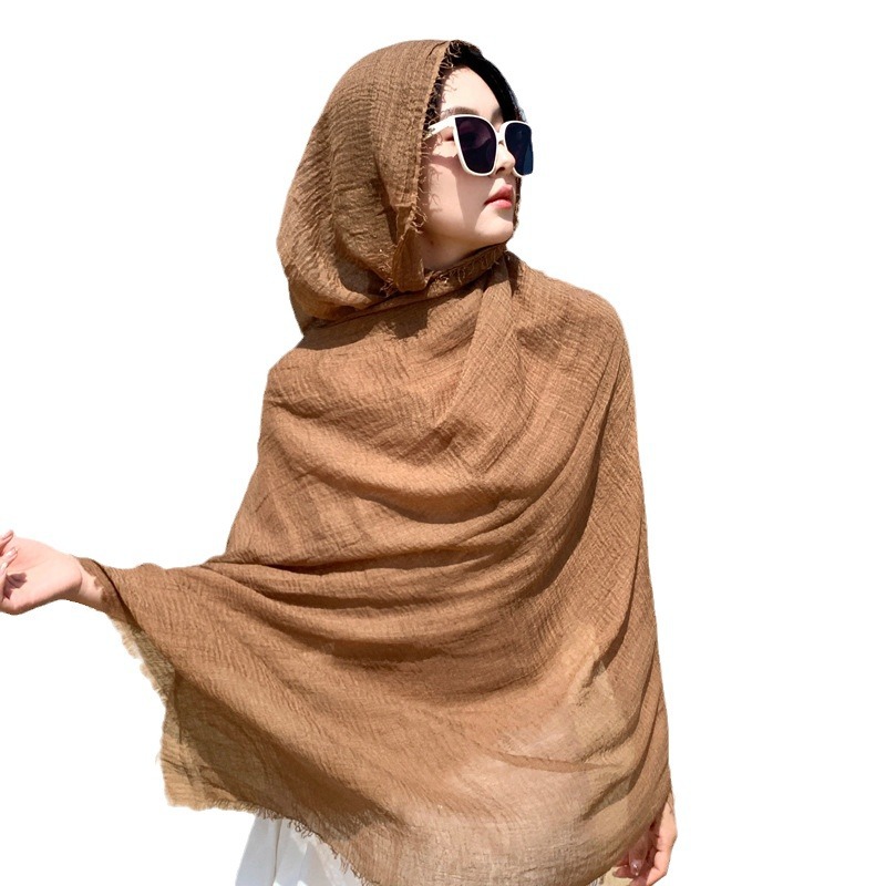 K634 Qinghai Lake Chaka Salt Lake Desert Summer Red Travel Cotton and Linen Scarf Women's Sunscreen Shawl National Style Silk Scarf