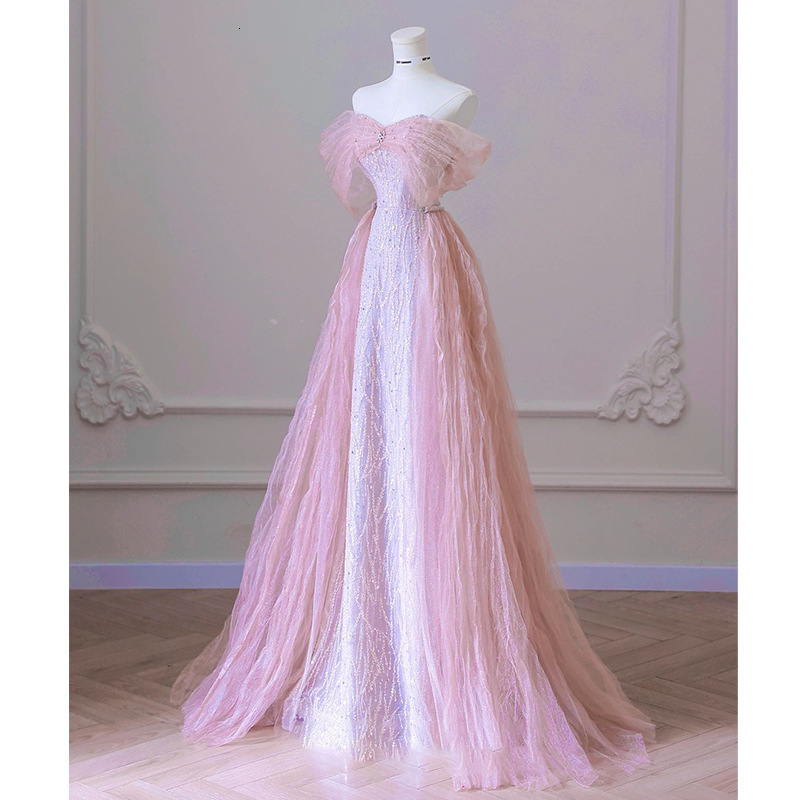 Elegant Off Shoulder Dubai Evening Dresses For Women Exquisite Glitter Wedding Tassel Arabic Formal Party Gown customized 241223