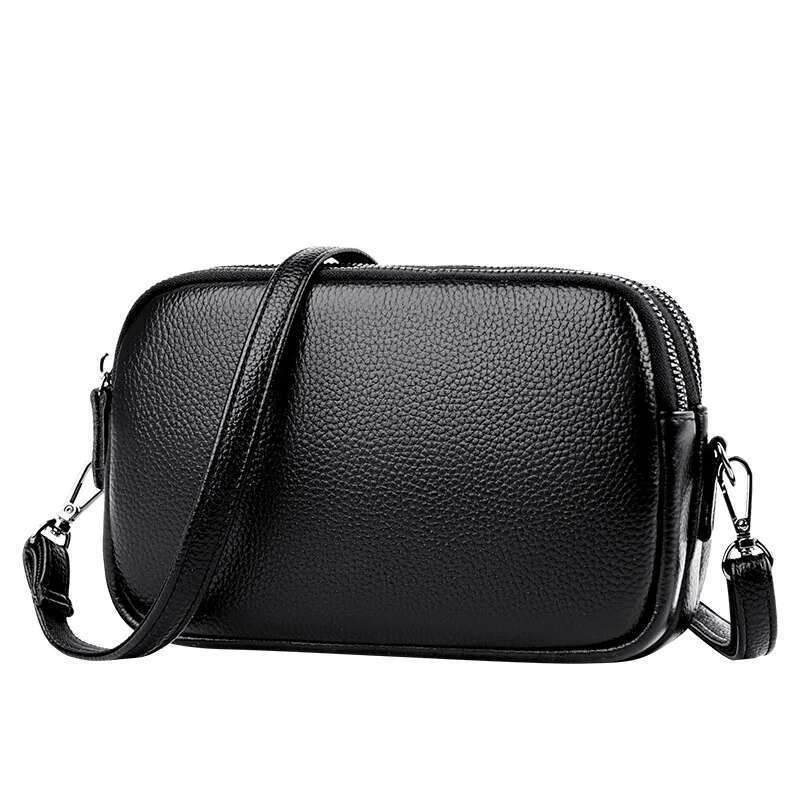 2024 Genuine Leather for Women New Fashionable Casual Small Square Messenger Handbag Top Layer Cowhide Shoulder Crossbody Bag