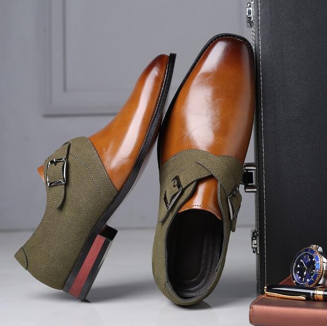 Foreign trade personalized fashion show trend color blocking set foot leather shoes men's casual fashion 47 plus 48 men's shoes 5.3-1