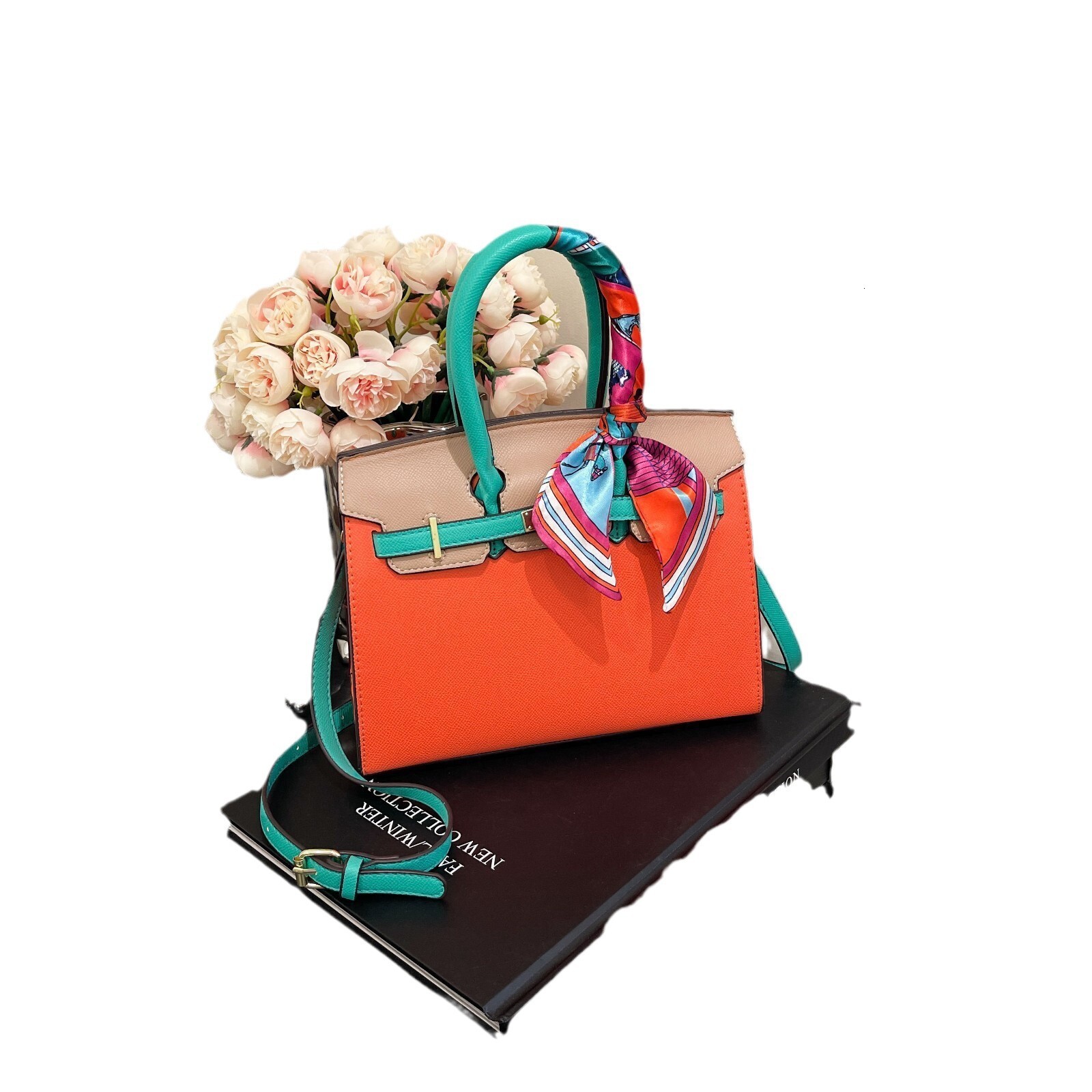 2024 New Handheld Silk Scarf Kelly Fashion Large Capacity Shoulder Crossbody Women's Bag