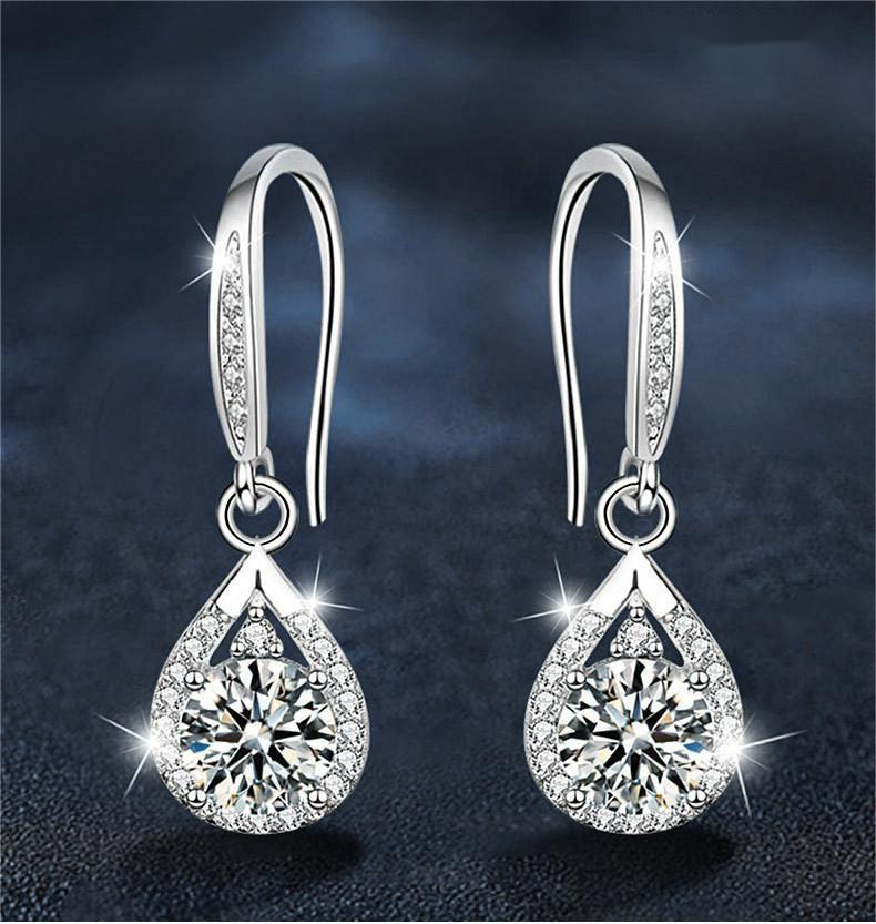 D Color Moissanite Drop Earrings 1 Carat Tear Shape S925 Silver Leverback Hooks | 3EX Cut Sparkling Teardrop Bridal Jewelry
