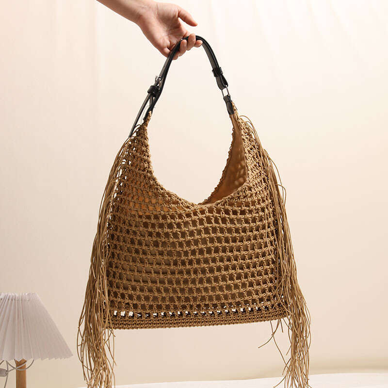 Summer Woven Bag Beach Bag Fashionable Tassel Single Shoulder New Hollow Beach Vacation Bag Versatile Large Capacity Woven Bag KQ KQ