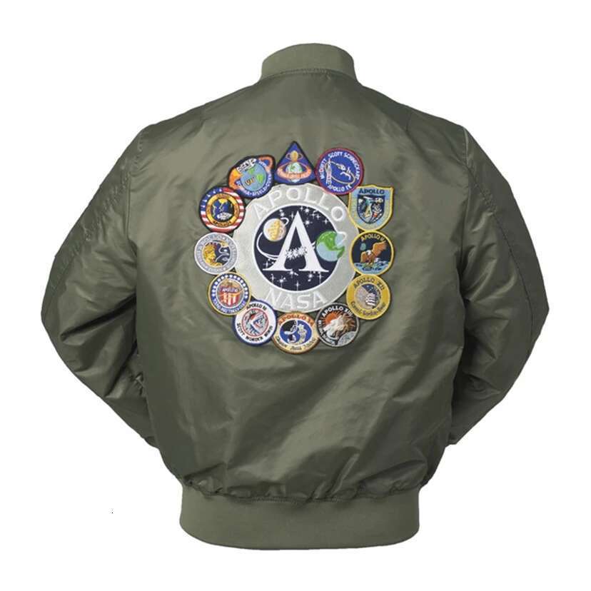 2023 New Autumn Apollo 100Th SPACE SHUTTLE MISSION Thin Ma1 Bomber Hiphop US Air Force Pilot Flight College Jacket For Men