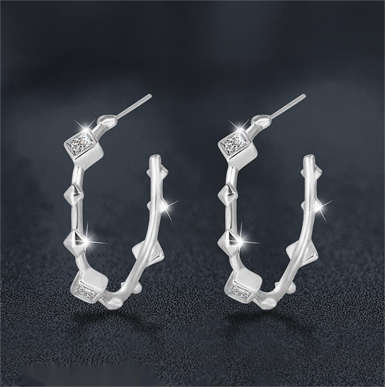 Elegant Bamboo Node Hoop Earrings with Moissanite - 925 Sterling Silver, 3EX Cut, Hypoallergenic, Perfect Gift