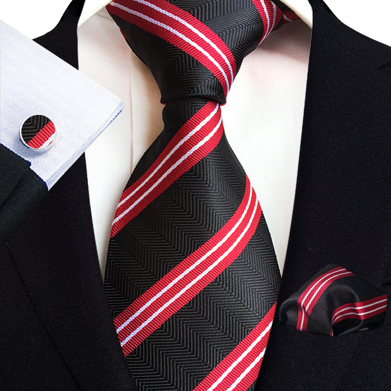 Yongfeng Straight 2025 Paisley Waist Flower Mens Tie Pocket Towel Cuff Three Piece Set 250103