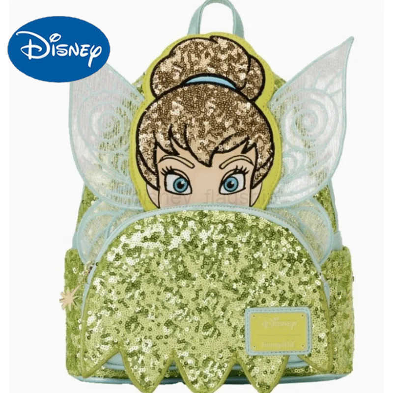 Disney New Loungefly TinkerBell Cute Girl Princess Backpack Student Casual Bag Printed Christmas giftXJ250506