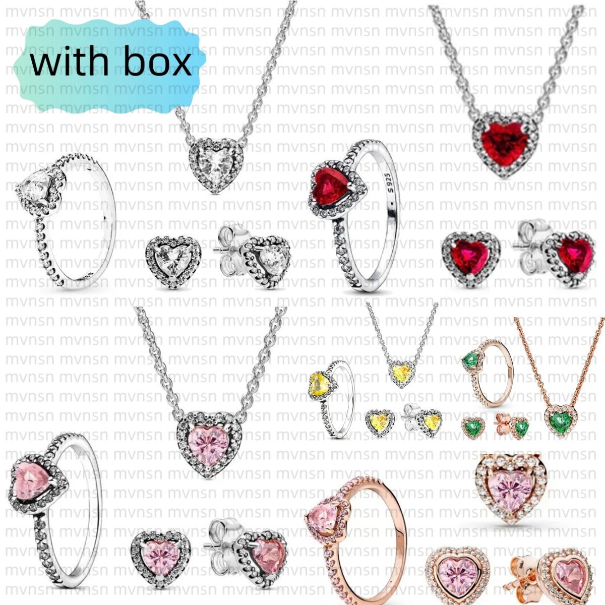luxury jewelry Ring necklace earrings set with box Wedding Rings diamonds heart rings for women engagement gift 925 silver high quality designer necklace