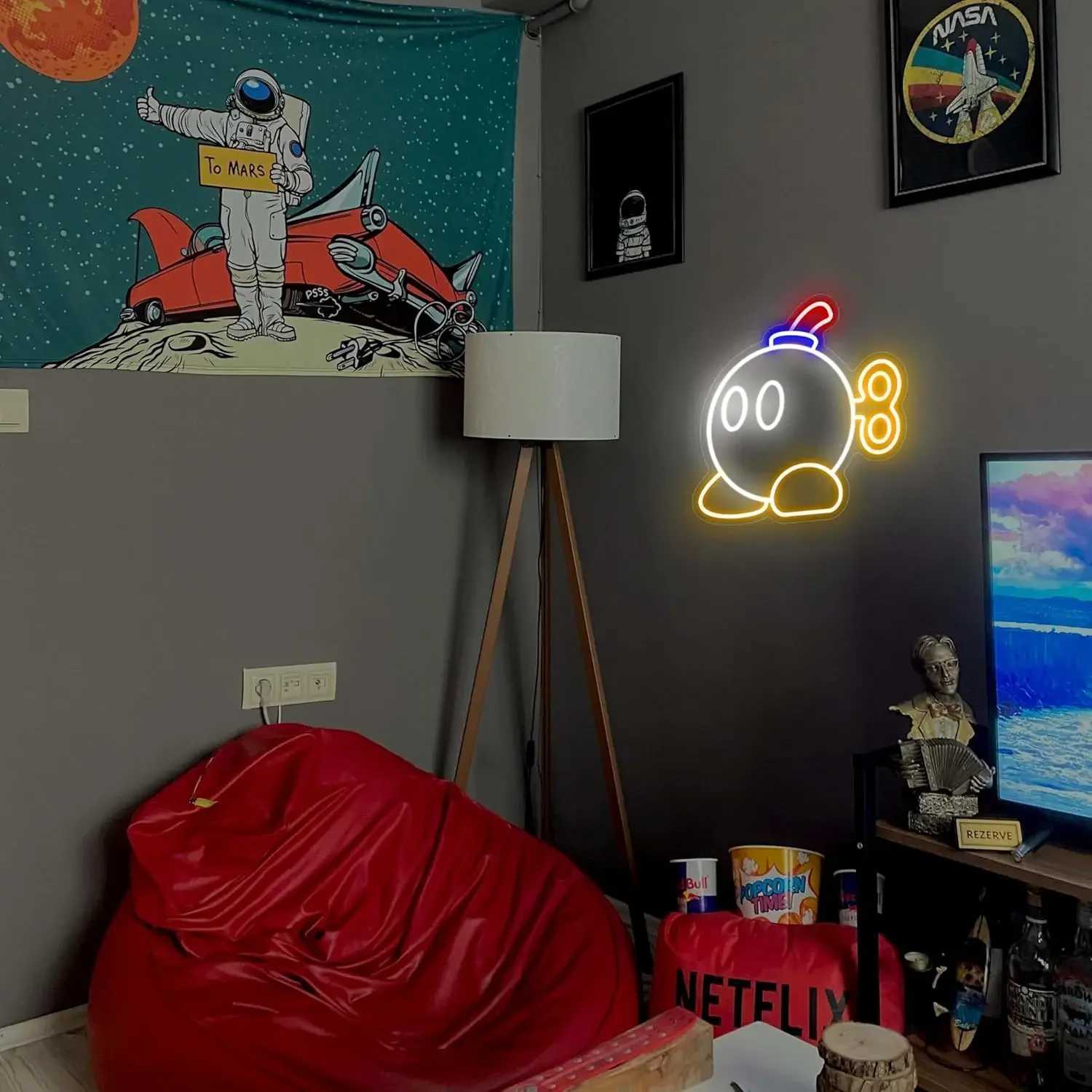 Bob-omb Mario LED Neon SignVideo Game Room Neon Light for Wall Decor Game Room and Desk Decoration Gamer Gifts Z250506