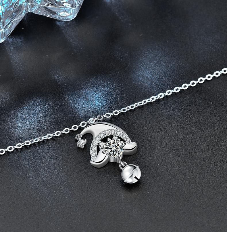 925 Sterling Silver Santa Hat Pendant Necklace | Moissanite Christmas Jewelry | Minimalist Chain for Holiday Gifts