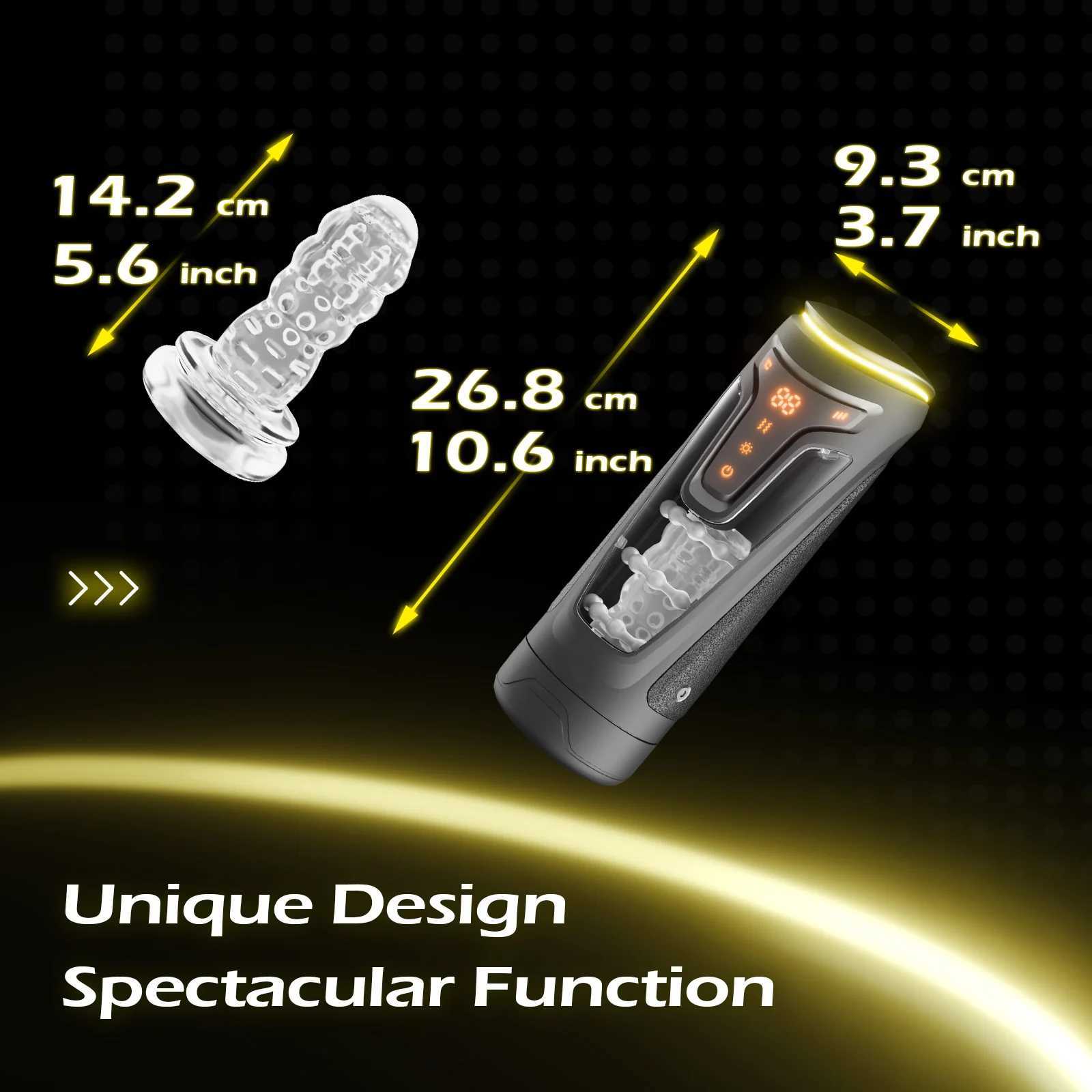 SENSIVO LED Automatic Male Masturbator Goods 19 Modes Thrusting Heating Blowjob Sucking Machine Vaginette Men Sex Toys Adult 18 W250506