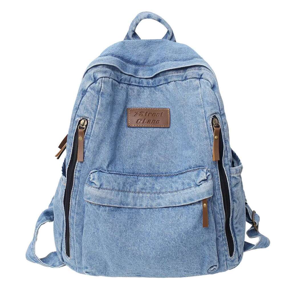 Denim Fashion Backpacks For School Trend Student Jeans Bag Multi Pockets Large Capacity Rucksack Mochila De Escola Feminina 2023