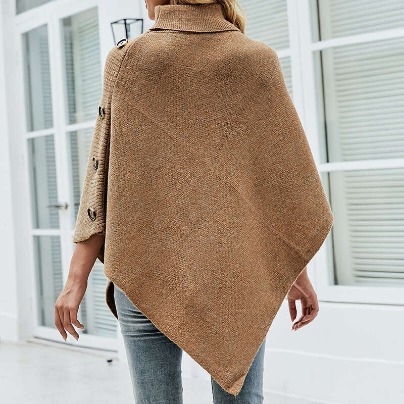 hoodie Women's Wear Mao Yu 2023 Autumn/Winter Shawl Cloak Sweater Solid Color High Neck Knitted Shirt Coat Women jacket